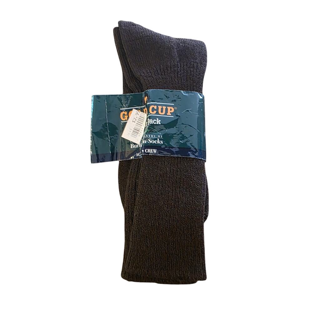 NEW Vtg Burlington Gold Cup Socks Green Seam Crew Brown Sz 6-12 1/2‎